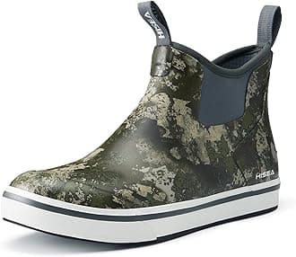 Men's Deck Rain Boots Saltwater Fishing Booties Waterproof Ankle Rain Boots with High Traction