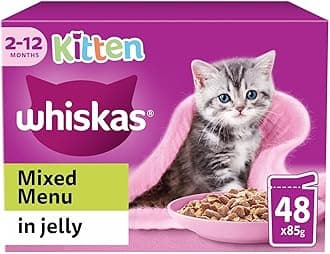 Whiskas 2-12months Kitten Wet Cat Food Pouches Mixed Menu in Jelly 48 x 85g