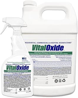 Vital Oxide Disinfectant, Deodorizer, Cleaner, Food-Contact Sanitizer, Virucide – (EPA registration #82972-1) – Kills Mold & Mildew, Eliminates Odors – 1 Gallon + 32oz Spray Bottle