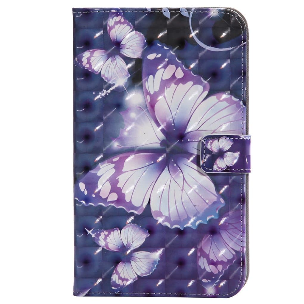 LYO Galaxy Tab A 7.0 Case, [Card Slots] 3D Painted Premium PU Leather Folio Wallet Stand Shell Flip Case Cover for Samsung Galaxy Tab A 7.0 Inch SM-T280/T285 Tablet - Purple Butterfly