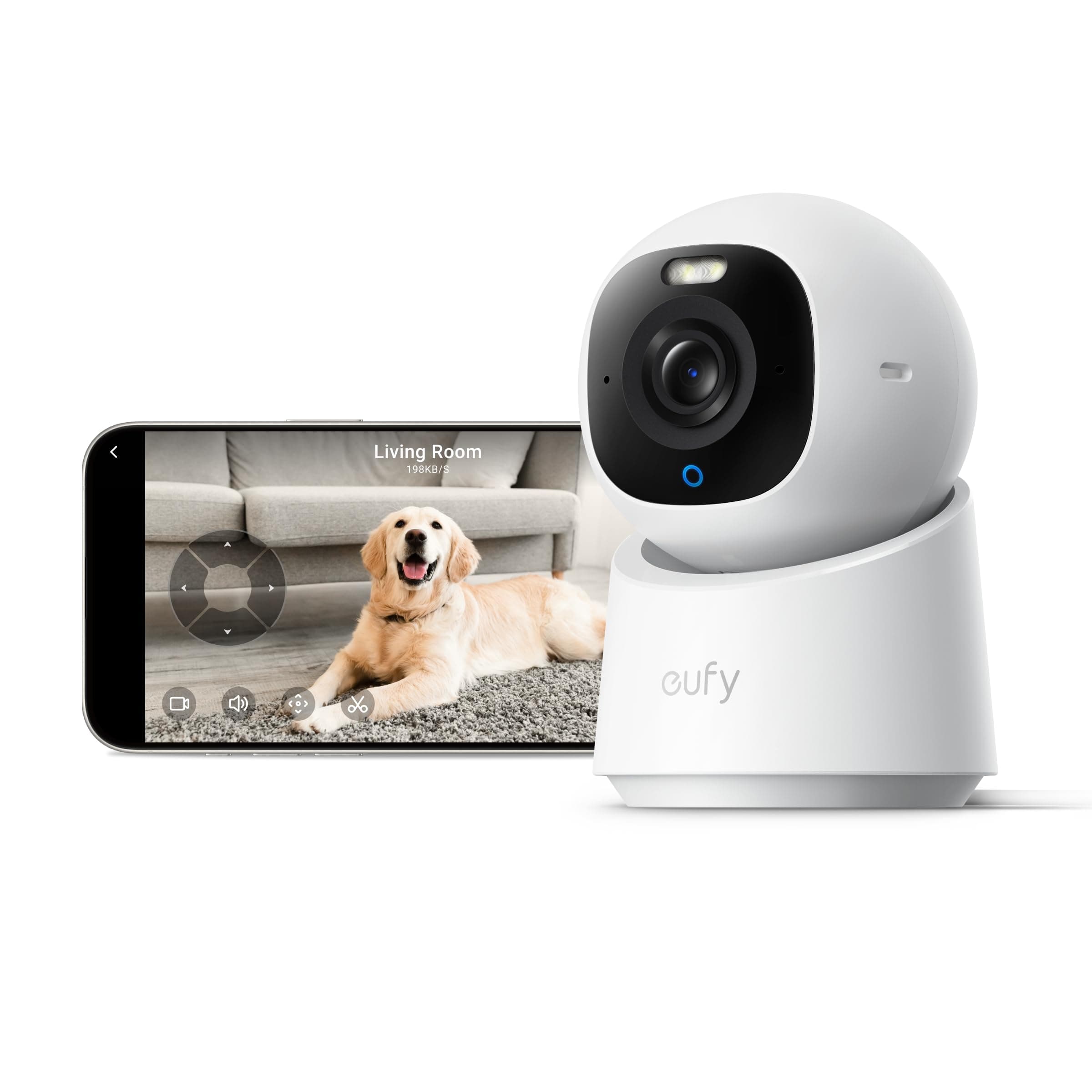 4K Indoor Camera E30,360° Pan Tilt,AI Auto Tracking,Color Night Vision,Pet/Baby/Nanny Monitor with Two-Way Audio,AI Human/Pet Detection,Works with HomeKit,No Monthly Fee, White