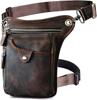 Mens Genuine Leather Outdoor Sporting Hicking Waist Hip Pack Messenger Shoulder Drop Leg Thigh Bag Pouches For Women (211-5 0 Dark Brown)