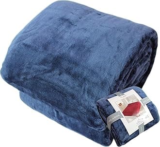 SOLARON Queen Blanket Soft Extra Large for Fall Winter Spring All Season Cozy Warm 430GSM Medium Weight Thermal Thick Flannel Fleece for Couch Bed Sofa 88 x 95 inches (Deep Blue, 1)
