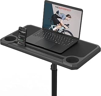 KOM Cycling Indoor Media Display Desk Stand for Indoor Cycling- Perfect for displaying Zwift, Trainer Road, and Wahoo Suf Portable Tripod Bike Desk Display