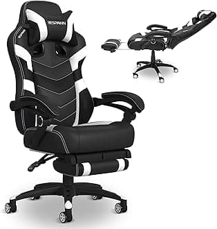 - Respawn 110 Pro Ergonomic Gaming Chair with Footrest for Adults - Comfortable Office Gaming Recliner with Lumbar Support and Headrest, Racing Style Video Game Chairs for Computer Gamer - White