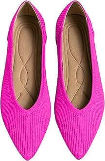 Women's Flats Shoes Pointed Toe Knit Ballet Comfortable Dressy Slip On Flat