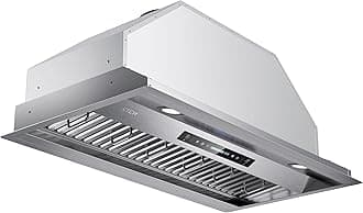 IKTCH 42 inch Built-in/Insert Range Hood 900 CFM, Ducted/Ductless Convertible Duct, Stainless Steel Kitchen Vent Hood with 2 Pcs Adjustable Lights and 3 Pcs Baffle Filters with Handlebar