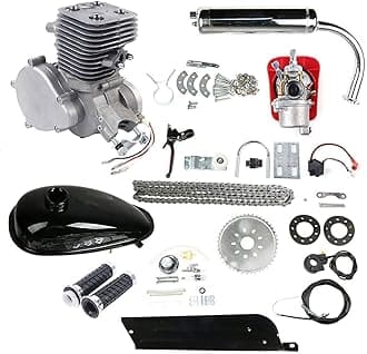 Upgraded 100cc Bicycle Engine Kit 2 Stroke Bike Motor, Air-Cooling Gas, Engine Motorized Bicycle Kit with CDI Ignition Mode and 36-Tooth Sprocket for Most 26"/28" Bikes Scooter