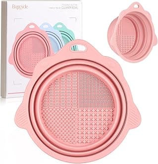Etercycle Foldable Silicone Makeup Brush Cleaner Bowl - Portable Cleaning Tool for Brushes, Powder Puffs, and Sponges (Pink)