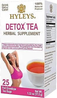 Hyleys Detox Tea for Cleanse – Black Tea with Ginger, Honey & Cinnamon – 25 Tea Bags (1 Pack) – Supports Digestion, Detox & Bloating Relief