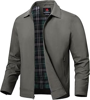 Mens Lightweight Jackets Light Windbreaker Full Zip Casual Work Jacket Golf Business Fall Track Coat with Pockets