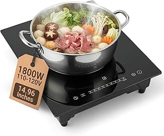 K&H Single Induction Cooktop - Built-In Electric Stove Top with 9 Heating Levels - 120V & 1800W Built-in Single Burner Ceramic Glass Induction Cooktop - Touch Control, Timer & Child Lock, SIN-1801