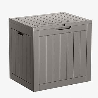 31 Gallon Resin Deck Box, Lockable Patio Outdoor Storage Box for Furniture, Garden Tools and Tools Storage, Waterproof Outside Storage Boxes - Grey