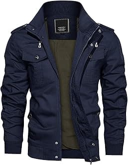 KEFITEVD Mens Warm Fleece Cargo Jacket Winter Military Bomber Jackets Windproof Work Coat with Multi Pockets