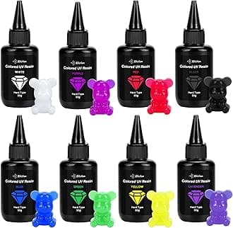 JDiction UV Resin, 8 Colours-240g UV Resin Odorless and Hard Rainbow UV Resin Kit for Jewelry Making, Coloured UV Resin Casting and Coating Crafts