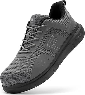 FitVilleWide Fit Safety Trainers for Men Lightweight Composite Toe Work Shoes Non Slip Industrial Construction Warehouse Shoe