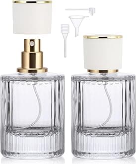 1.7oz Cologne Travel Bottle Refillable, 2pcs 50ml Empty Perfume Spray Bottles, Travel Glass Perfume Atomizer Vintage Cologne Sample Container for Toiletries Cosmetic