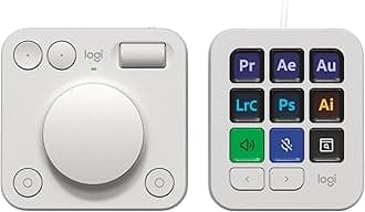 MX Creative Console, 9 Customizable LCD Keys, Stream Deck Accessories, Control Dial for Graphic Design, Adobe, Zoom, Spotify - Pale Grey, 3-Month Adobe Creative Cloud Membership