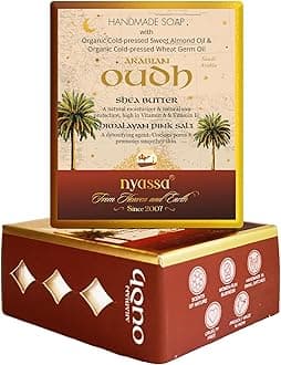 NYASSA Premium Arabian Oudh Handmade Natural Bathing Soap-150grm | Shea Butter, Organic Sweet Almond Oil | Oud Fragrance | Moisturizer | Smooth & Soft Skin | All Skin Type 150gm