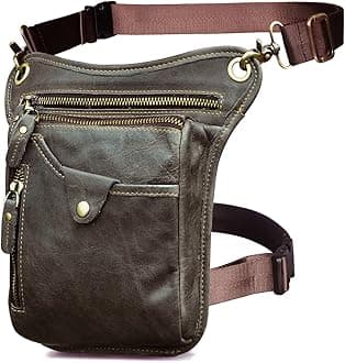 Mens Genuine Leather Outdoor Sporting Hicking Waist Hip Pack Messenger Shoulder Drop Leg Thigh Bag Pouches For Women (211-5 Grey)