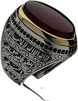 Generic Original Yemeni Aqeeq Agate Stone Men Ring, Best Jewelry Gift, Handmade Men Ring, 925 Sterling Silver Ring, Hand Carved Men's Ring, Gift for him