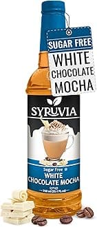 Syruvia Sugar Free Coffee Syrup, White Chocolate Mocha Flavored Syrup for Drinks, Lattes, and Desserts – 25.4 fl oz