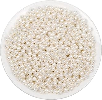 anezus Pearl Beads for Craft, 1000pcs Ivory Faux Fake Pearls, 6 mm Small Sew on Pearl Beads with Holes for Jewelry Making, Bracelets, Necklaces, Hairs, Crafts, Decoration and Vase Filler