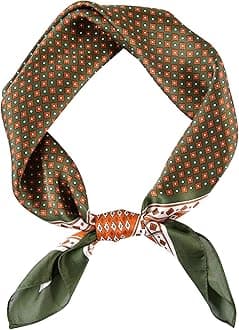 Vintage Silk Feel Square Scarf for Men Satin Bandana Tiny Medallion Print Neckerchief Geometry Head Scarf
