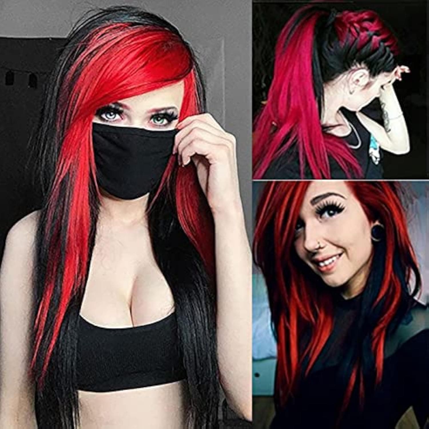black red wig