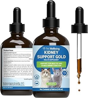 Kidney Support Gold for Cats - Supports Normal Kidney Function & Detox, Healthy Hydration & Energy with Rehmannia & Dong Quai - NASC Certified & Vet-Formulated - 4 oz Liquid Formula
