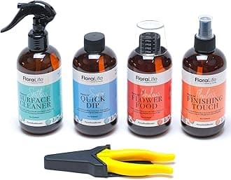 FloraLife Fresh-Cut Flowers Care Kit - Nutrition, Hydration, & Cleaning Solution with Cutting Shears