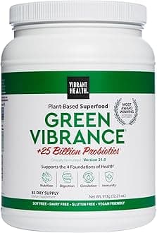 Green Vibrance, Includes 65 Plant-Based Superfoods, 25 Billion Probiotics, Fiber, Adaptogens & Enzymes, 83 Servings