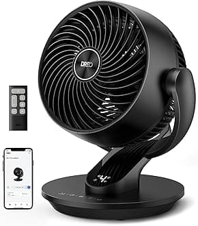 Dreo Smart Fan for Bedroom,120° Vertical and 90° Oscillating Fan with Remote/Voice, 13 Inch Height Quiet Air Circulator for Whole Room, 70 ft, 4 Speeds, 5 Modes, 12H Timer, Desk Fans for Home，Black