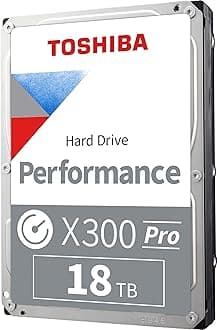 Toshiba X300 PRO 18TB High Workload Performance for Creative Professionals 3.5-Inch Internal Hard Drive – Up to 300 TB/Year Workload Rate CMR SATA 6 GB/s 7200 RPM 512 MB Cache - HDWR51JXZSTB