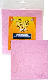 Scrub Daddy Damp Duster Towel Magical Dust Cleaning Sponge, Dusters for Cleaning, Venetian & Wooden Blinds Cleaner, Vents, Radiator, Skirting Boards, Mirrors, Dust Brush Tools, 1 Pack Pink
