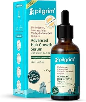 Pilgrim Redensyl 3% + Anagain 4% + Baicapil Advanced Hair Growth Serum (50ml) for Scalp with Korean Black Rice, Saw Palmetto | Control Hair Fall, Stimulate Hair Regrowth, Hair (50ml)