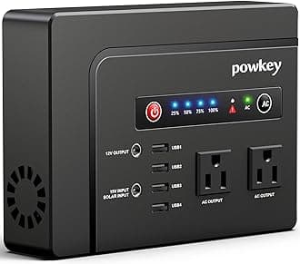 powkey Portable Power Station 200W, 146Wh Portable Solar Generator Battery Pack with 2 Pure Sine Wave AC Outlets/4 USB A/1 DC Port, Lithium Battery Backup Power Supply for Camping Travel Outdoor Home