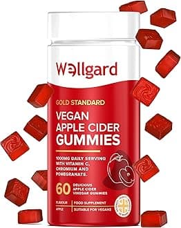 Vegan Apple Cider Vinegar Gummies, Gold Standard 1000mg ACV Gummies with Vitamin C, Chromium and Pomegranate, Non-GMO, Gluten-Free & Gelatine-Free