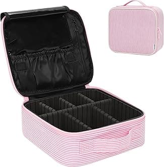 Relavel Travel Makeup Train Case Makeup Cosmetic Case Organizer Portable Artist Storage Bag with Adjustable Dividers for Cosmetics Makeup Brushes Toiletry Jewelry