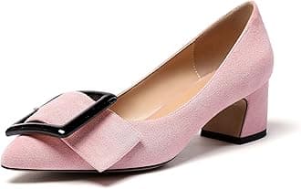 Eldof Pointed Toe Pumps,Classy 2 Inches Block Heel Chic Pumps, Confort Buckle Heel for Office Wedding Dress