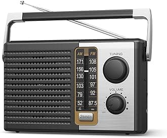 - Yewrich AM FM Radio with Best Reception, Portable Battery Operated Transistor Radios, Headphone Jack, AC Powered, Suit for Senior and Home, Black