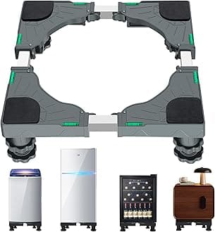 I'SMARTMOON Mini Fridge Stand,Christmas Tree Platform,Raised Base Adjustable Mini Refrigerator Stand,Pedestal Stand, 4 Strong Feet Washer and Dryer Stand,Base for Heavy weight (Grey)