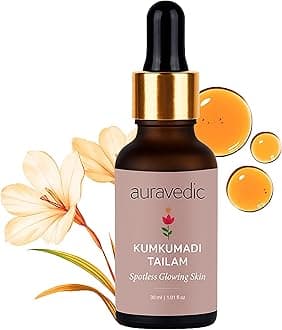Auravedic Kumkumadi Tailam Face Oil 30 ml Kumkumadi oil for Face Serum for Glowing Skin Brightening Radiant Youthful Glow