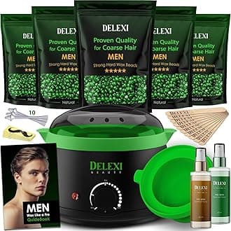 Men’s Waxing Kit for Coarse Back & Chest Hair – New Heavy-Duty Edition – Home Waxing System for Couples & Male Grooming – Includes Analog Warmer & Precision Tools for Beard & Brows