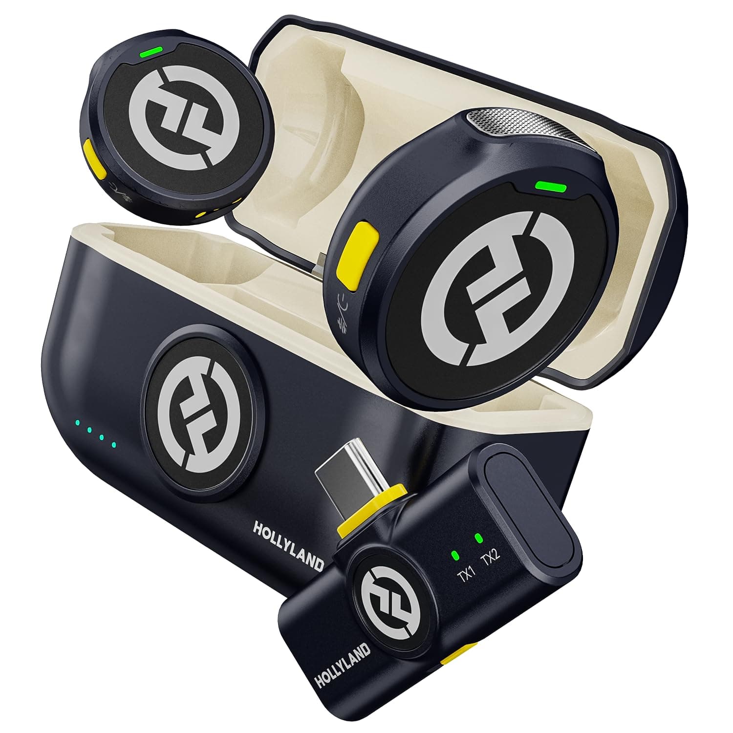 Hollyland Lark M2 Wireless Microphone for iPhone 15/16 & Android, USB C Mini Mic Wireless, 1000ft Range, Hi-Fi Audio, Noise Cancellation, 30H Battery for YouTube Video Recording, Streaming