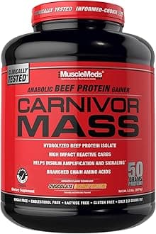 MuscleMeds Carnivor Mass Anabolic Beef Protein Gainer, Chocolate Peanut Butter, 6 Pounds