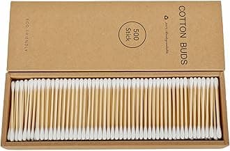 2000 PCs Premium Cotton Swabs Natural Cotton Buds Biodegradable Organic Double Tips for Ear Wax Removal (2000PCs,White)