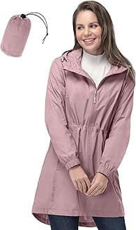 33,000ft Women's Rain Jacket Lightweight Hooded Long Rain Coat Waterproof Jacket Ladies Packable Functional Jacket Windbreaker Breathable Active Outdoor Coats