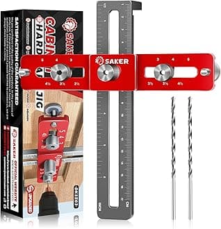 Cabinet Hardware Doweling Jig - Cabinet Handle Template Tool for Knobs and Pull - Adjustable Self Centering Punch Locator Precise Woodworking Drill Guide (5" Jig Saw)