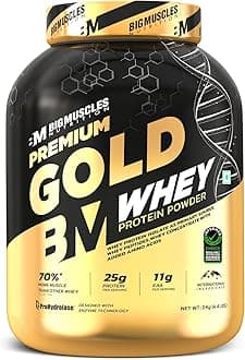 Premium Gold Whey [2Kilogram] | Informed Choice UK Certified | Isolate Protein Blend | 25G Protein | 11G EAA | Prohydrolase Enzyme Technology [Strawberry Milkshake], 37 Grams